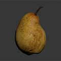 Ripe Yellow Pear With Brown Spots On Dark Background And Reflection