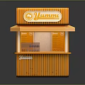 Orange Two Tiered Food Stall With Humana Logo Windows And Counter