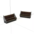 Two Brown Leather Benches With Metal Frames For Indoor Seating 3d model