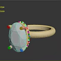 Elegant Ring With Oval White Gemstone And Small Diamond Accents On Golden Band