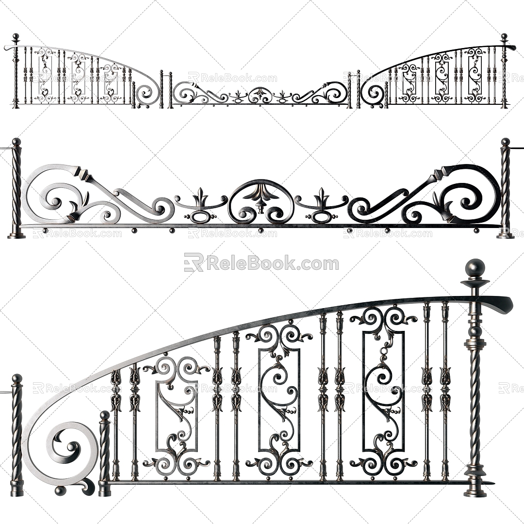 Wrought Iron Railing Guardrail Fence Protection Fence 3d model