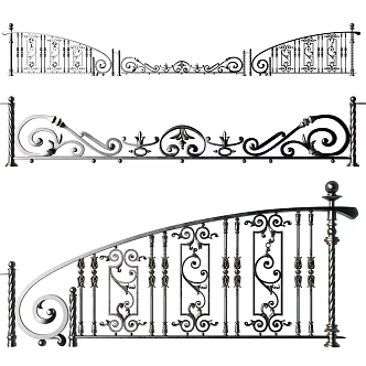 Wrought Iron Railing Guardrail Fence Protection Fence 3d model