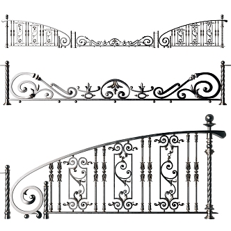 Wrought Iron Railing Guardrail Fence Protection Fence 3d model