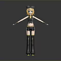 Stylish Anime Character With Blonde Hair Black Bow Black Vest And Yellow Accent Long Boots