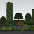 Shaped Garden Shrubs With Various Forms Rocks Purple Flowers And Ferns