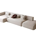 Beige Sectional Sofa with Brown and White Cushions Modern Comfortable Living Room Furniture