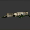 Ancient Castle Model Featuring Stone Walls Circular Towers And Courtyard Layout 3d model
