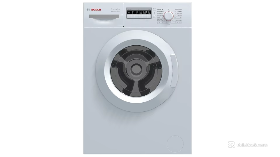 Bosch White Front Loading Washing Machine with Digital Display and Control Knob 3d model 