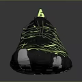 Stylish Black Athletic Shoes With Yellow Patterned Lines And White Rubber Sole