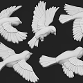 White Bird Wall Decor with Outstretched Wings and Various Poses for Home Interior 3d model