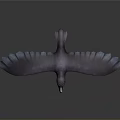 Purple Raven Flying with Spread Wings and Sharp Claws on Dark Background 3d model