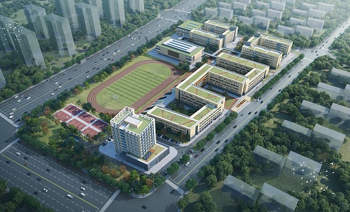 Modern School Senior high school Campus 3d model