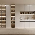 Sleek Modern Wine Cabinet With Glass Doors Shelves And Wine Bottle