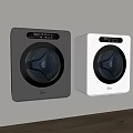 Two Wall Mounted Midea Washing Machines Gray And White Modern Design 3d model