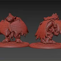 Fantasy Character Creatures With Red Crests White Feathers Green Bodies And Blue Bases