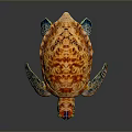 Colorful Sea Turtle With Vibrant Shell Patterns And Blue Flippers Isolated On Dark Background