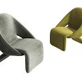 Two Modern Gray And Green Velvet Accent Chairs With Unique Stylish Design