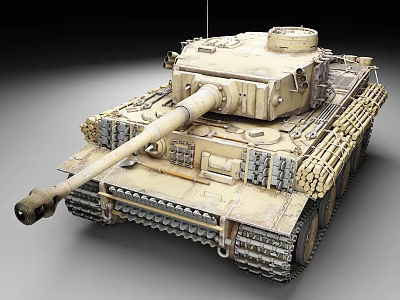Detailed Realistic Military Tank Model With Cannon Tracks And Armor Plates 3d model