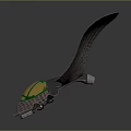 3D Rendered Biomechanical Creature With Net Like Wings And Central Yellow Section