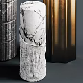 Modern Decorative Containers With White Gray Marble And Gold Metal Textured Design