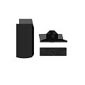 Complete Modern Black Desktop Computer System With Tower Monitor And Keyboard