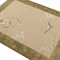 Elegant Square Carpet With Beige Base Green Border And Butterfly Flower Patterns 3d model