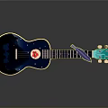 Colorful Toy Ukulele With Blue Body Star Patterns And Green Neck