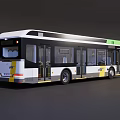 Modern City Bus with Green Roof White Body Yellow Accents and Large Windows