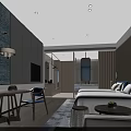 Hotel Guest Room Interior With Modern Design Comfortable Bed Wooden Furniture And Area Rug