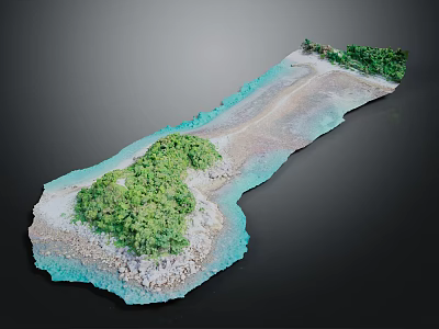 Garden Landscape Design With Green Vegetation Path And Blue Water Area 3d model