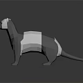 Low Poly 3D Animal Character With Black And White Fur Standing On Dark Surface