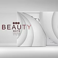 Elegant Beauty Themed Decorative Ornament Set With White Boxes Red Background For Home Decor