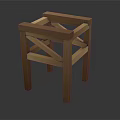 Simple Wooden Stool With Cross Frame Structure And Light Wood Finish