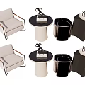 Stylish Single Sofa With Round Coffee Table And Black Decorative Storage Containers 3d model