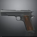 Classic Silver Metal Pistol With Brown Textured Grip And Sleek Finish