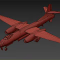 Military Aircraft Model With Camouflage Paint Red Star Emblems And Twin Engines