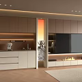 Modern Living Room TV Stand With Wooden Panels Built in Storage And LED Lighting