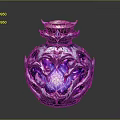 Ornate Decorative Vase With Purple Glowing Core Blue Intricate Patterns And Crown Top