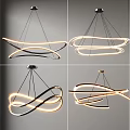 Modern Artistic Curved Illuminated Chandelier With LED Metal Frame Design