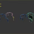 Circular Metal Frame Structures With Supporting Legs And Blue Display Panels