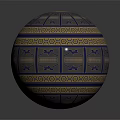 Ornamental Sphere With Blue Glowing Patterns And Golden Geometric Decorations
