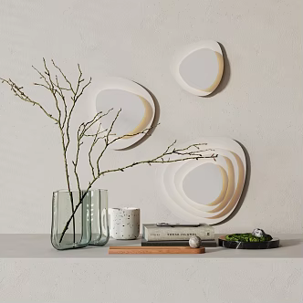 Modern Ornaments Combination Cream Decoration Ornaments Decoration Ornaments Combination Green Plant Floriculture Books Pottery Pot Vase Furnishings 3d model