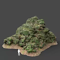 Natural Green Moss Covered Rock Formation With Textured Surface And Earthy Base
