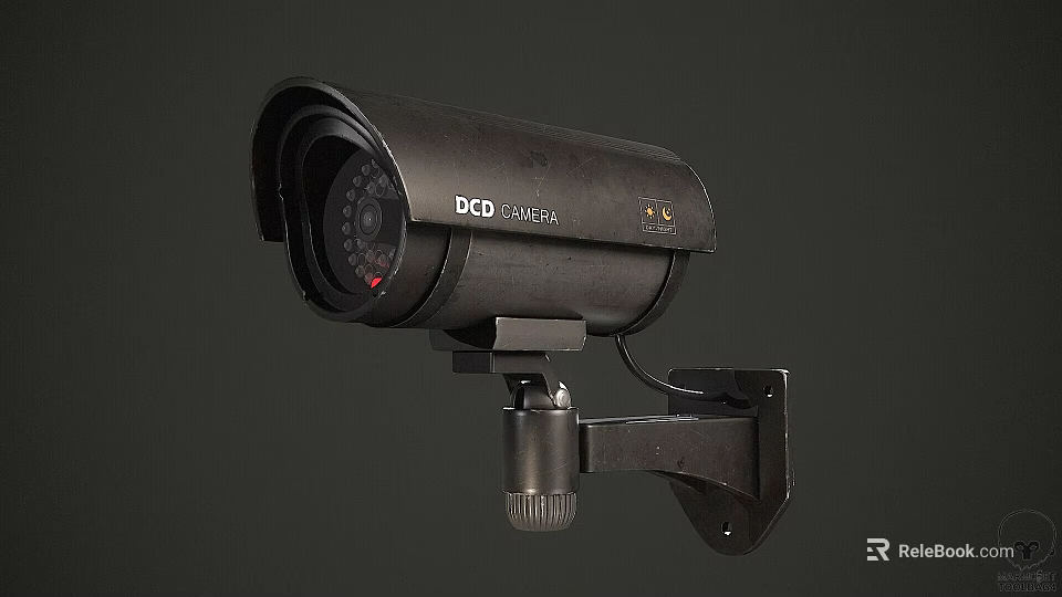 Projection Surveillance CCD Camera With Outdoor Mounting Bracket And Security Features 3d model 