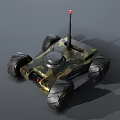Electric Toy Remote Control Car With Camouflage Large Wheels Red Antenna And Black Circular Device