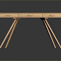 Modern Wooden Desk With Three Drawers And Triangular Legs Design 3d model