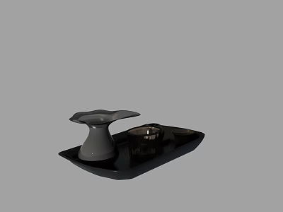 Modern Minimalist Decorative Ornament Set on Black Tray for Home Tabletop Decoration 3d model