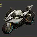 Futuristic Silver And Black Motorcycle With Sleek Design And Blue Accent Lights