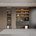 Modern Elegant Wine Cabinet With Glass Door LED Lighting And Wooden Panels Design