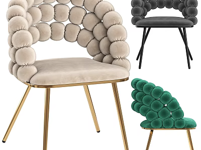 Modern Velvet Accent Chairs With Spherical Back Design And Metal Legs In Various Colors 3d model